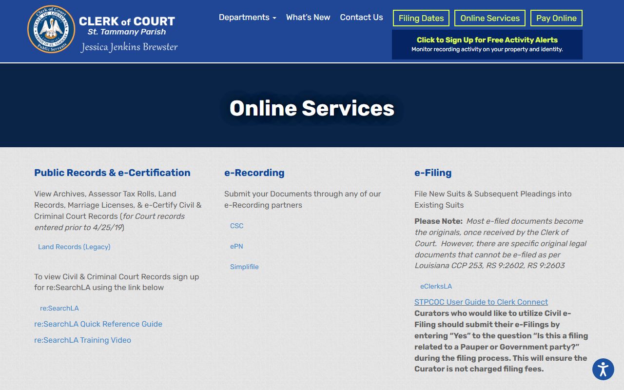 St. Tammany Parish Clerk of Court online services