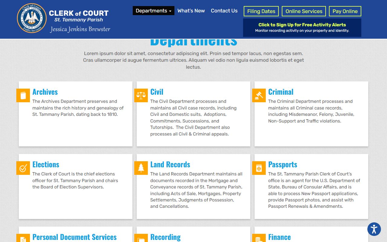 St. Tammany Parish Clerk of Court department records