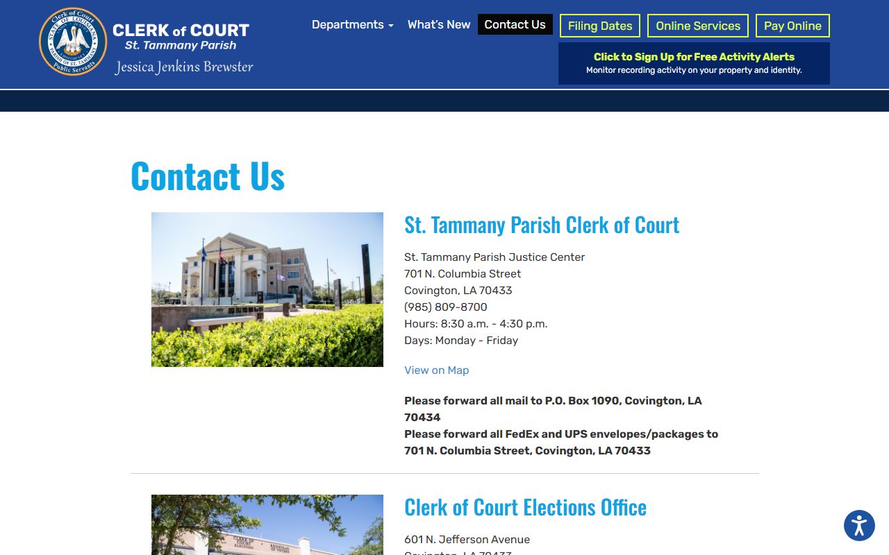 St. Tammany Parish Clerk of Court contact records