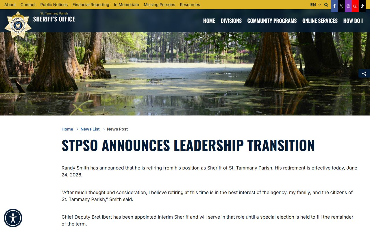 St. Tammany Parish arrest records STPSO leadership transition news