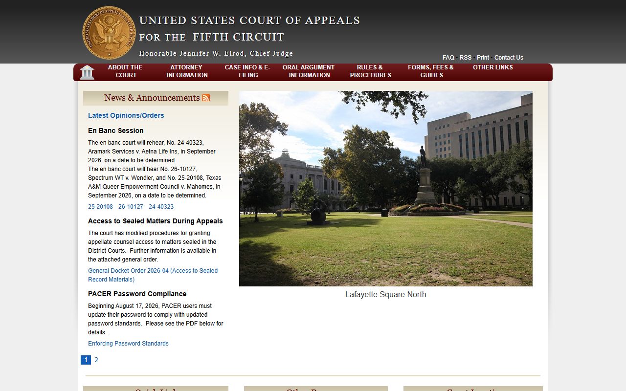 St. Tammany Parish court dockets Fifth Circuit Court of Appeals