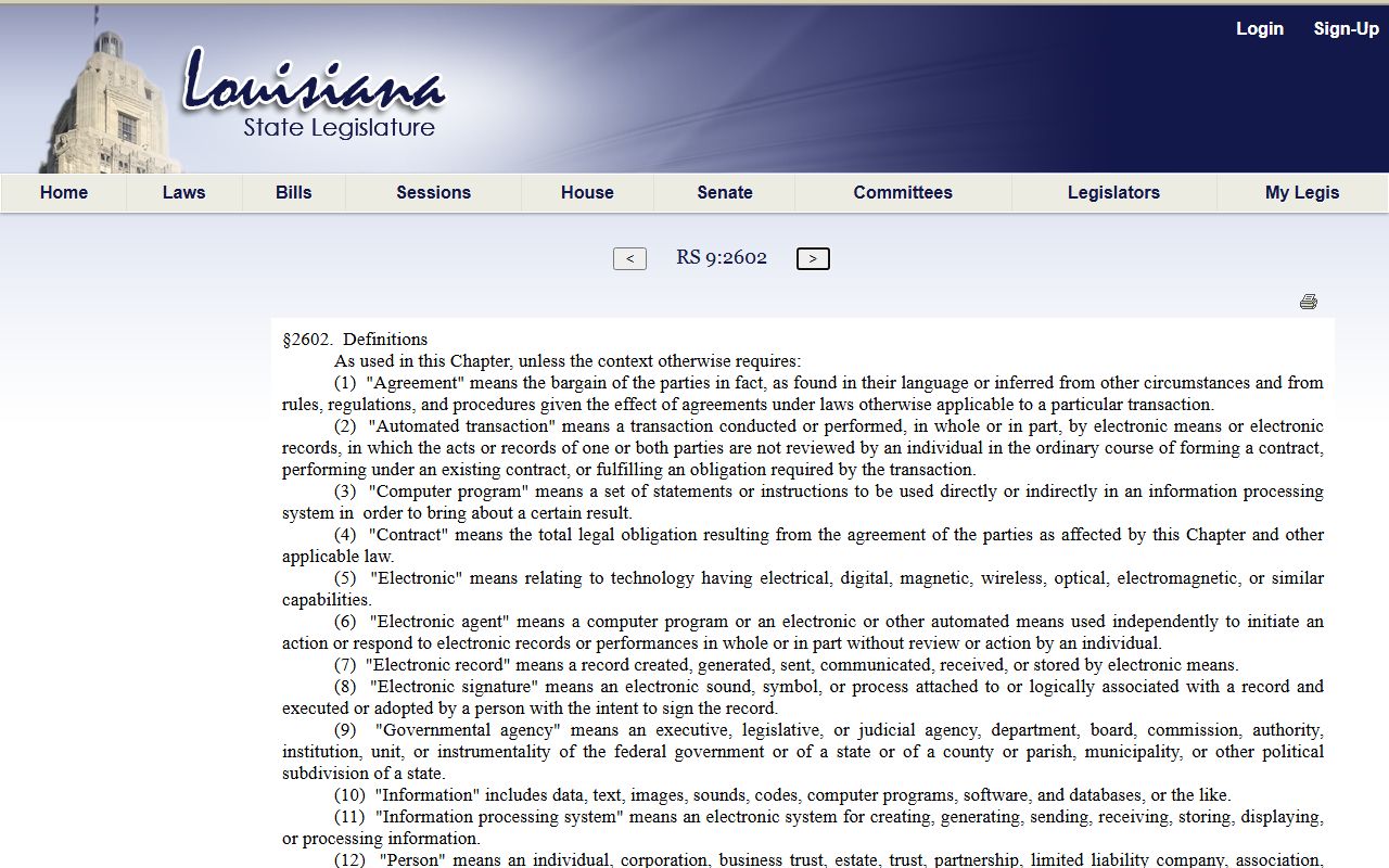 St. Tammany Parish court records Louisiana electronic records definitions