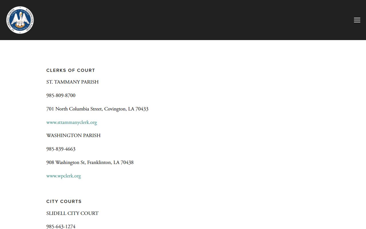 St. Tammany Parish District Court local agency records