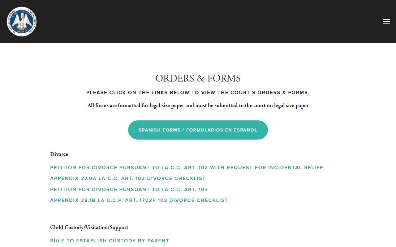 St. Tammany Parish District Court orders and forms