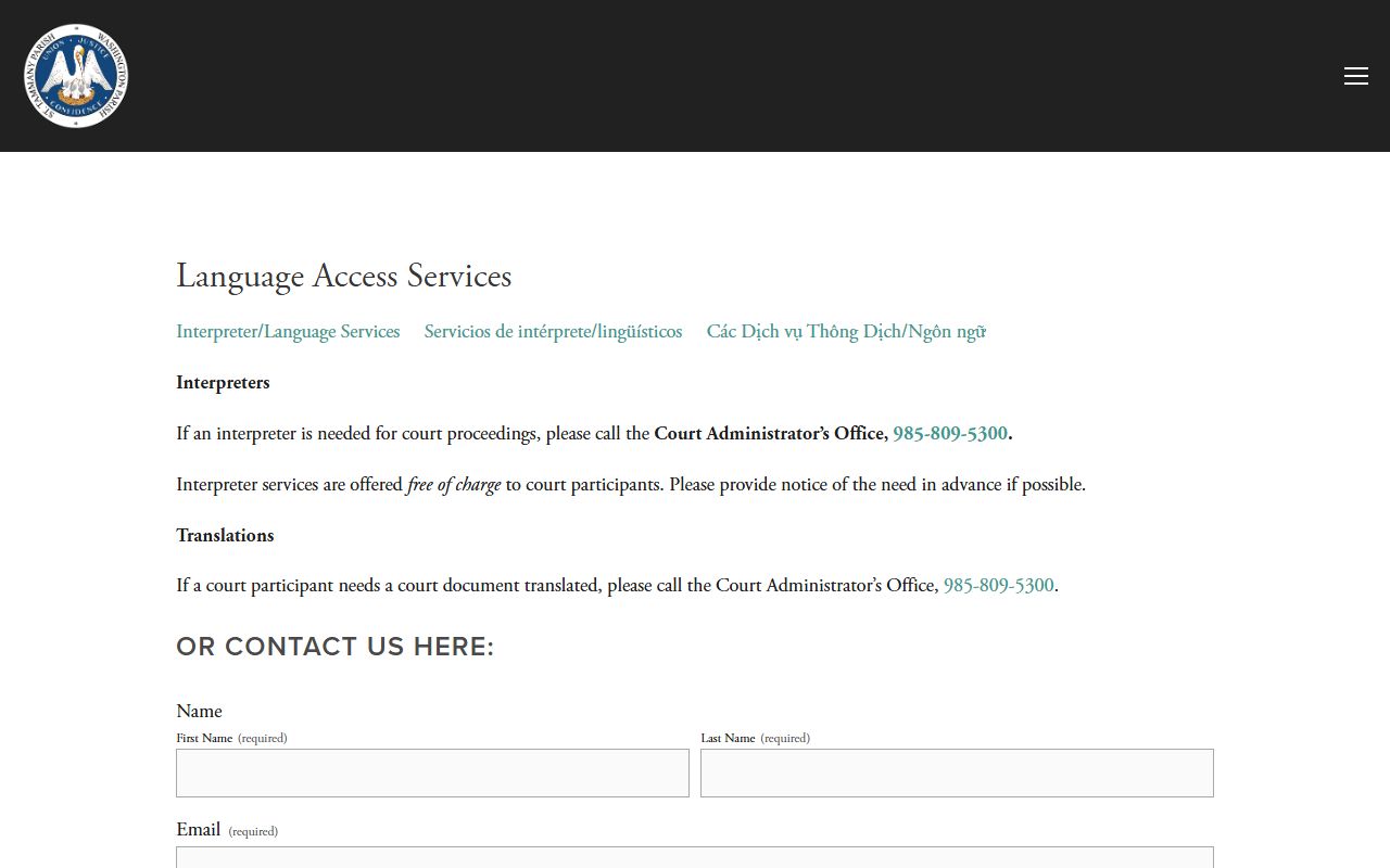St. Tammany Parish District Court language access records