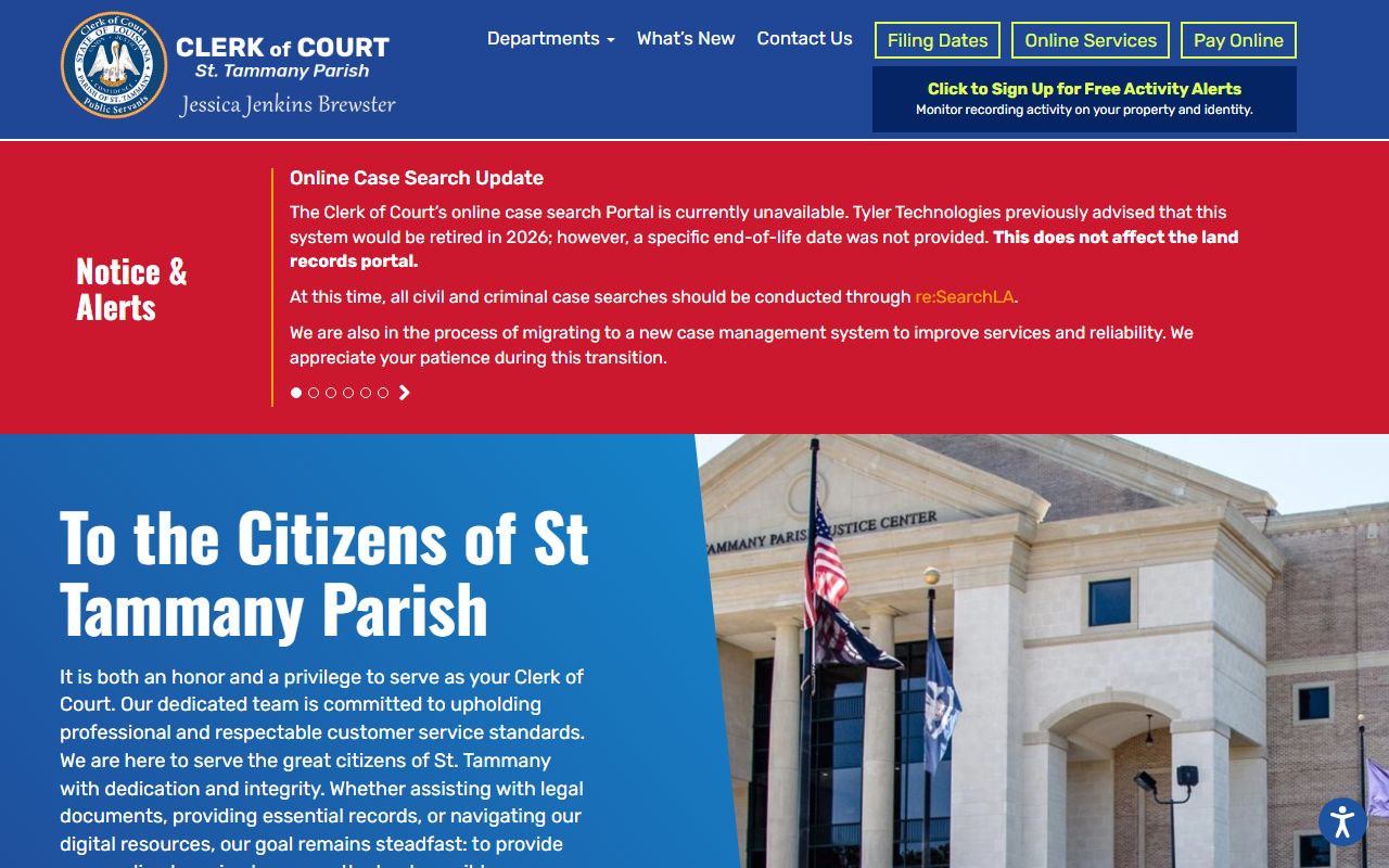 St. Tammany Parish court records Clerk of Court homepage