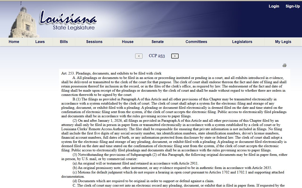 St. Tammany Parish probate records Louisiana civil filing rule