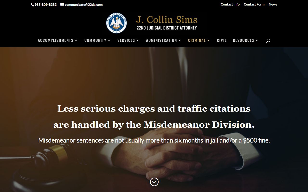 St. Tammany Parish traffic court records District Attorney misdemeanor traffic page