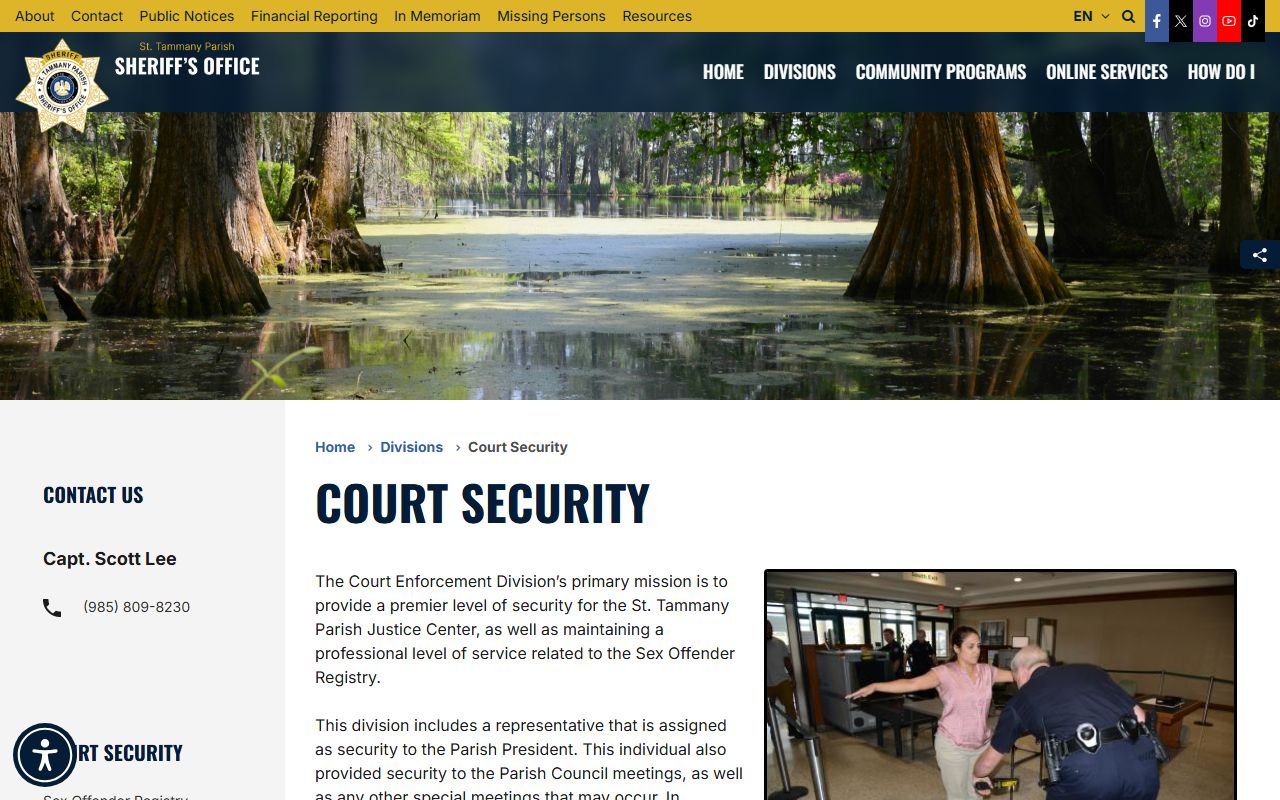 St. Tammany Parish warrant records court security